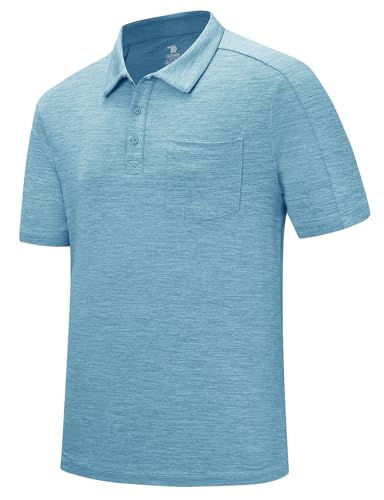 Image of Rdruko Men's Polo Shirts Short Sleeve Quick Dry Outdoor Golf Sports Shirts with Pocket