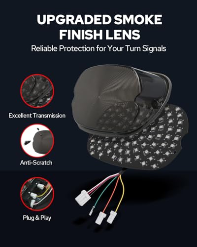 Image of Benlari LED Tail Light, Brighter Brake Turn Signal, Waterproof Rear License Plate Light with Low Profile Fit for Harley Touring Road King Glide Electra Heritage Dyna Sportster 883 1200, Smoked Cover
