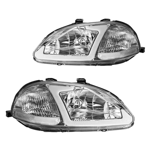 KAC Headlight Assembly, LED Daytime Running Light, Compatible with 1996-1998 Civic (Excludes SI), Driver and Passenger Side, 2-Piece Set -  6211LAH430SUS
