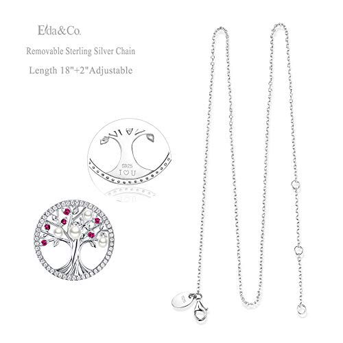 Birthday Gifts For Women June July Birthstone Pearl Ruby Necklace For Mom Wife Tree Of Life Necklace Sterling Silver Jewelry For Her #TOP4