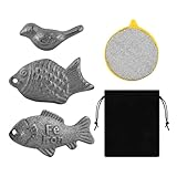 3Pcs Iron Fish & Dry Cloth Fish Cooking Tool with Storage Pouch, Pure Iron Supplement for Vegans, Athletes, Pregnant Women