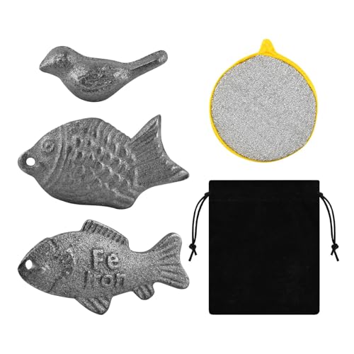 3-Piece Iron Fish Supplement with Storage Pouch, Pure Iron Cooking Tool