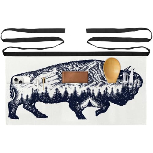 Tablier court de chef lot de 3 avec 3 poches pour cuisine et bistrot