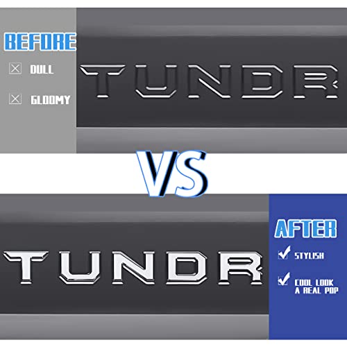 3D Raised Tailgate Inserts Letters Compatible For 2022 2023 Tun, Abs Plastic Inserts With Strong Adhesive Backing (Chrome Silver) #TOP4