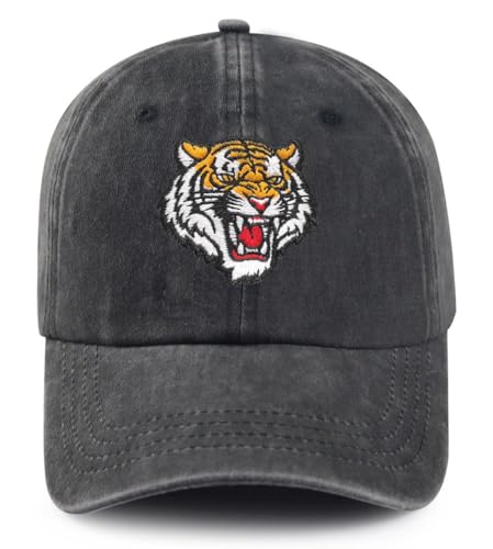 Tiger Embroidered Hat for Men Women Dad Hat Baseball Cap Adjustable Unisex Black