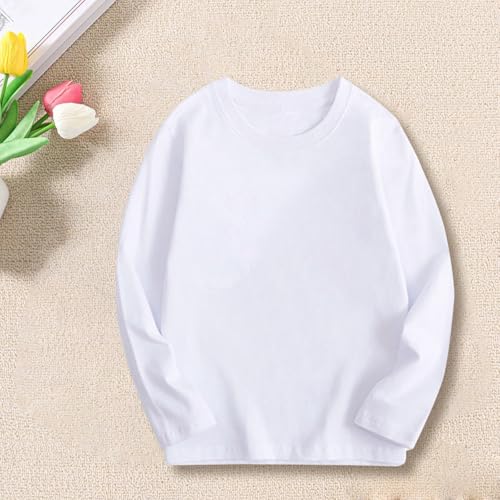Kids Cotton Long Sleeve T Shirt Girls Boys Unisex Basic Soft Cotton Tops Solid Plain Crewneck Casual Tees Blouse4