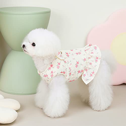 Tikwek Dog Bow Tie Dress Fall Winter Fleece Cotton Skirt Outfits For Small Dogs Girls Kitten Coat Apparel Chihuahua Teddy With D Ring(Pink Xs) #TOP2