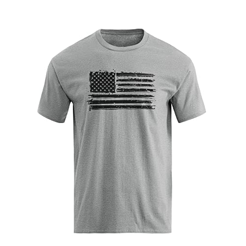H HYFOL Men's Graphic T-Shirts USA Flag 100% Cotton Short Sleeve American Patriotic Crewneck Casual Regular Tee Shirts