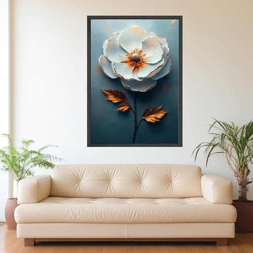 Tableau sur toile fleurs blanches pour illuminer un mur sombre - 3