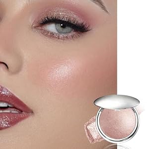 Champagne Glow Shimmer Face Highlighter Makeup, Soft Pink Contour Powder Leaving a Lightweight & Healthy Radiance, Long Lasting Luminous Face Body Highlighter Makeup (#05)