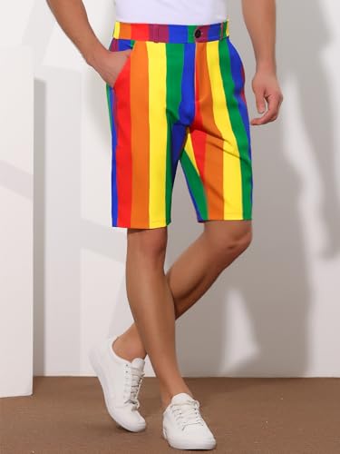 Lars Amadeus LA231026000807A Rainbow Striped Shorts For Men'S Summer Casual Flat Front Printed Shorts 34 Rainbow Blue thumb #1