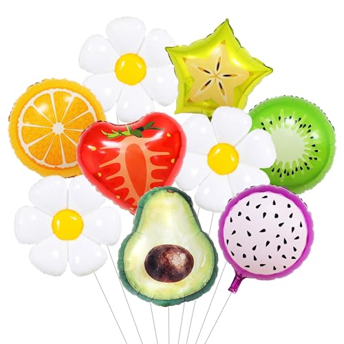 Fruit Balloons Summer Tropical Balloons Avocado Strawberry Berry Daisy Themed Balloon Party Decor for Twotti Fruity Dancing Fruit 1st Birthday Party Decorations Supplies