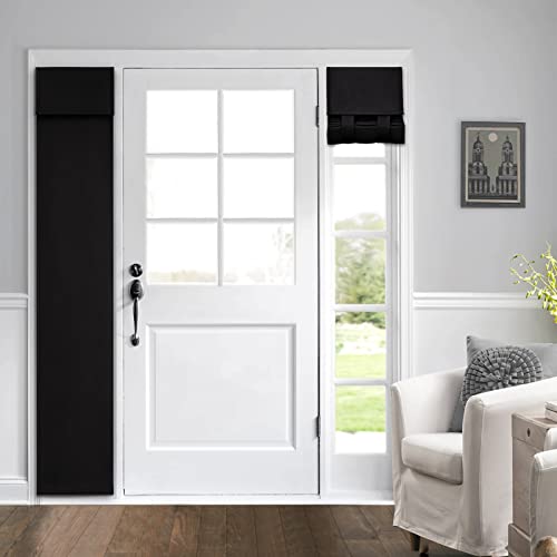 Homeideas Side Door Curtains For Door Window, Sidelight Curtains For Front Door 2 Panel, Side Door Curtains For Small Window, Privacy Door Window Covering For Glass Door, Black, W12 X L68 #TOP4