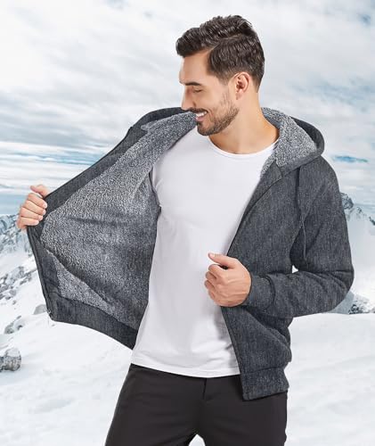 Mens Fleece Hoodies Zip Up Warm Thick Winter Jacket — view 2