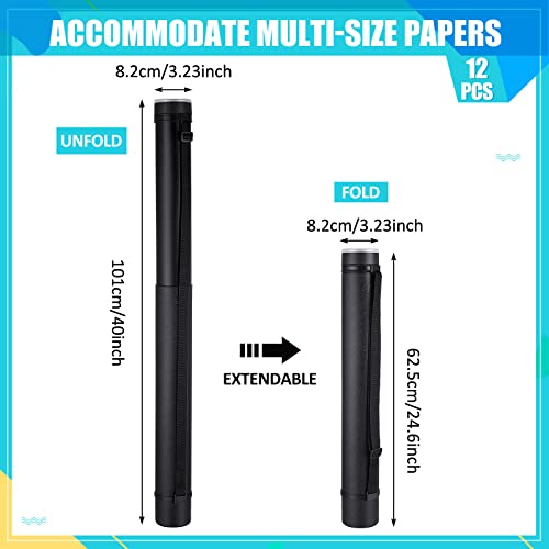 Image of Henoyso 12 Pcs Extendable Poster Tubes Bulk with Strap Blueprint Holder & Carrying Case for Maps, Documents, Artworks, Banners (L)