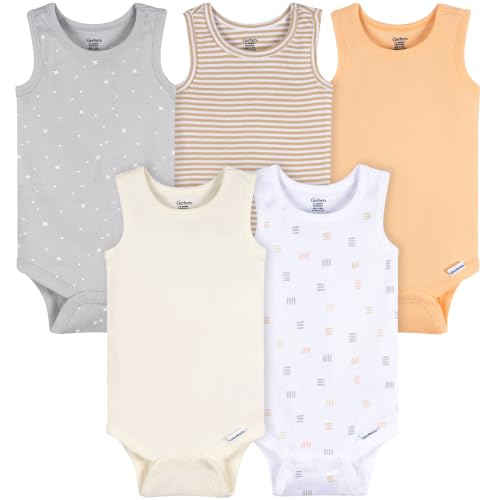 Image of Gerber Baby Girls Multi-Pack Sleeveless Onesies Bodysuit
