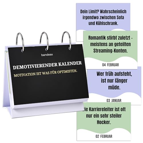 Demotivierender Kalender 2026 täglich mit lustigen Sprüchen unmotivierender Tischkalender zum Aufstellen Sarkastischer Demotivationskalender als Geschenkidee für Büro und Freunde