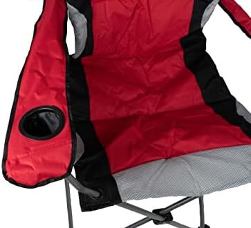 Hyfive Folding Camping Chairs Heavy Duty Luxury Padded with Cup Holder High Back - Red - 1 Chair
