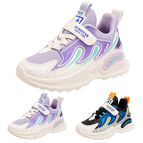 Fashion All Seasons Children Sports Shoes Girls Boys Flat Sole Thick Sole Non Slip Lace Up Cute Toddler Shoes for Girls (Purple, 4.5-5 Years Toddler)3