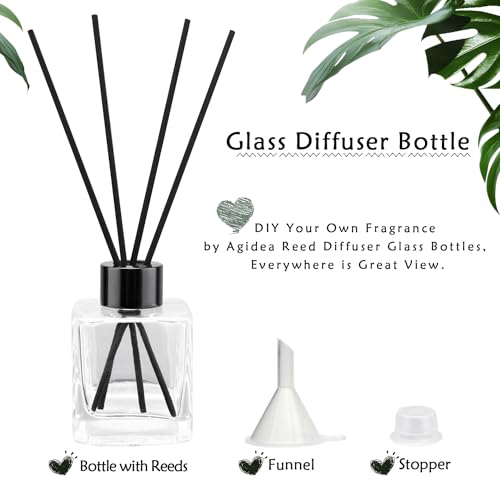 Botellas difusoras de vidrio cuadradas tarros difusores recargables con juncos 3