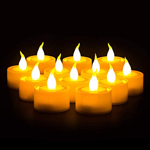 Furora LIGHTING Flameless LED Tealight Candles - Battery Operated Tea Lights with Electric Flickering Flame for Romantic Wedding Decorations, Gift, Indoor Home and Christmas Decor - Ivory, Pack of 12