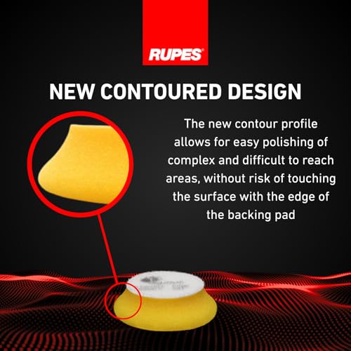 Image of RUPES 9.DA70M /4 Pack of 4 Yellow D-A Fine Finishing Foam Pads 70mm | Ideal for Paint Correction & Gloss Enhancement | Moderate to Fine Defect Removal | Compatible with 2 inch Backing Plate