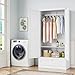 BYNSOE Metal Armoire Wardrobe Closet with 2 Doors 72'' Wardrobe Cabinet with Drawers and Hanging Rail Metal Closet with Adjustable Shelves for Bedroom. (White, with 1drawer)