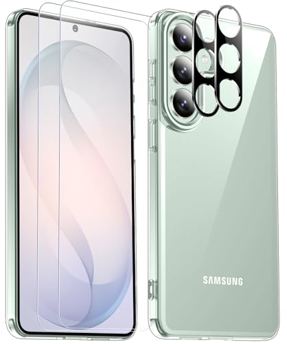SPIDERCASE Designed for Samsung Galaxy S26 Case, [10 FT Military Grade Drop Protection], 2 Pack [Tempered Glass Screen Protector+Camera Lens Protector] Heavy Duty Shockproof Case,Clear