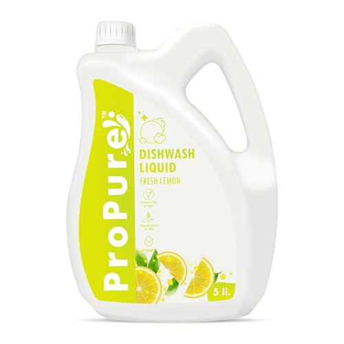 Image of Dish Wash Liquid Gel 5 Litres Refill Pack, Fresh Lemon Fragrance, Leaves No Residue, Grease Cleaner for All Utensils, Dishwash Liquid Kitchen Soap - 5 Litre