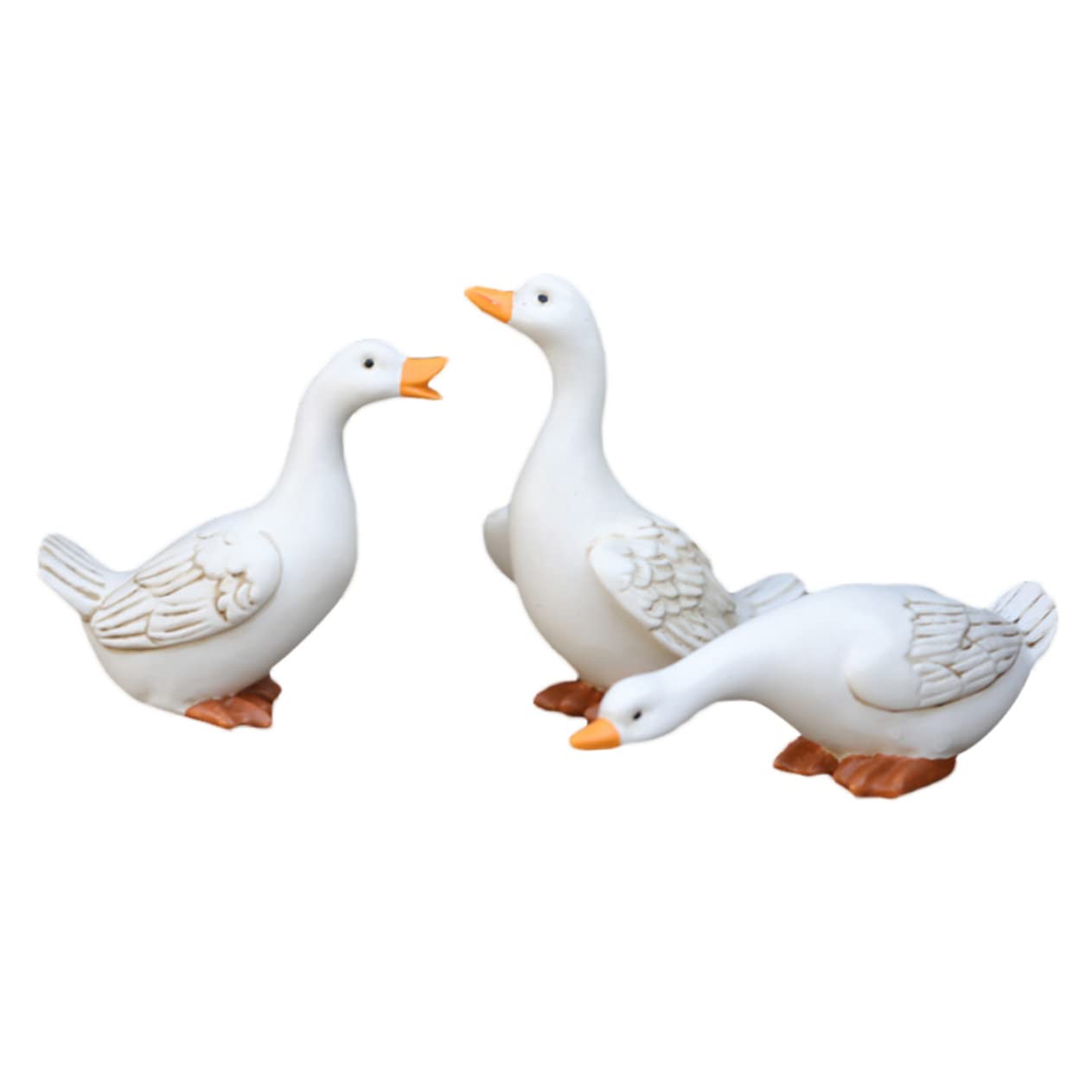 Figurines de gâteau canard en résine et accessoires de terrarium x3
