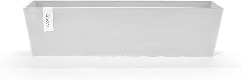 Ecopots Maceta rectangular moderna de plástico reciclado Brujas para interiores y exteriores, color blanco puro, 17.7 pulgadas