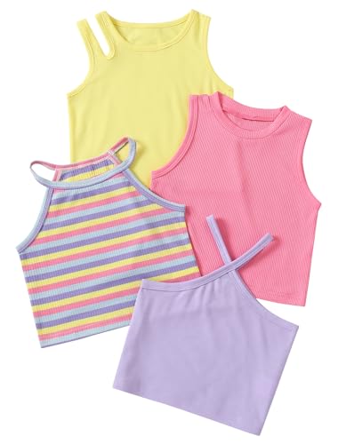 Débardeurs respirants Happy Cherry maillots sans manches pour fille en coton côtelé frais
