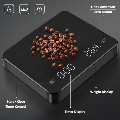 OBEST Mini Rechargeable Coffee Scale with Timer