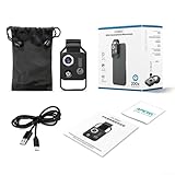 Floweringbeter Kompaktes 200-faches Mikroskopobjektiv für iPhone-Geräte mit CPL-Linse und dimmbarer LED-Beleuchtung für Schmuckpflanzen- und Hautuntersuchungen (schwarze CPL)