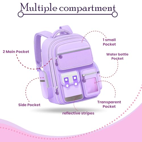 Image of Storite School Backpacks for Girls Stylish Bags for Girls Kids 7-12 Years Old Cartoon Water Resistant Backpack Durable Burden Relief School Bag Birthday