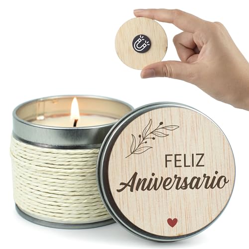 CONTRAXT Vela de presente original feliz aniversário. Presentes felicitações vela com cartão de madeira desejam feliz aniversário presentes originais aniversário amiga amigo homem mulher (aniversário)