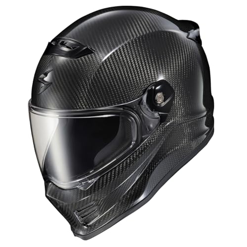 ScorpionEXO Covert FX Carbon Fiber Full Face Motorcycle Helmet Street Fighter Style - Bluetooth Ready Speaker Pockets DOT ECE Solid (Gloss Black - Large)