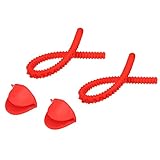 PATIKIL 2Pack Backofen Rack Abdeckungen Silikon Ofenrost Schutzgitter Beschützer und 2 Handschuhe Hitzebeständiger Backofenrost Beschützer Zubehör Rot