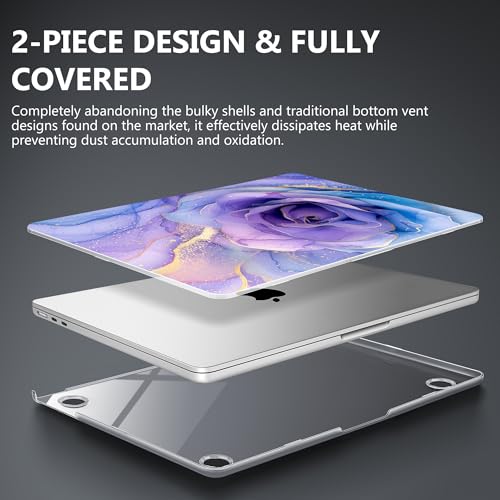 Image of Mektron Case for 2026 MacBook Air 13-inch M5 Laptop A3449 with 13.6-inch Liquid Retina Display, 2025 2024 2022 M4 /M3 /M2 MacBook Air 13 inch Hard Shell Cover, Fit Model A3240 A3113 A2681, Rose Marble