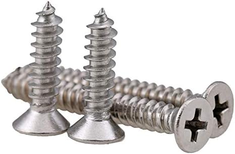 200pcs Qrity M4 Stainless Steel Self Tapping Screws Phillips Flat Head Srews DIY Woodworking Screws (100PCS M4 x 10mm, 100PCS M4 x 12mm)