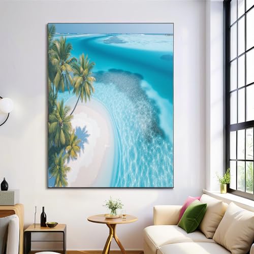 Tableau tropical plage vert émeraude pour créer une ambiance spa de salle de bain nature