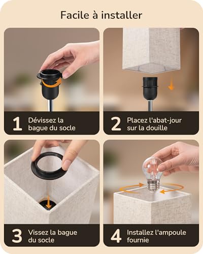 Lot de 2 lampes de chevet tactiles USB-C, Edishine