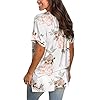 Floral Summer Tops for Women Short Sleeve Tee Shirts V Neck Rose Flower High Low L