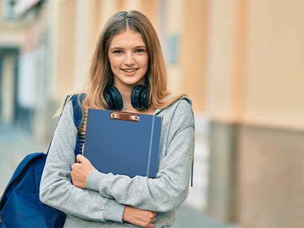 Ospelelf Clipboard with Storage 8.5 X 11，Padfolio Organizer, Spiral Portfolio Letter Size with Notepad, Pen Holder, 5 Extra Folder Divider Pages, Elastic Closure Nurse Office Essentials (Dark Blue) - Image 6