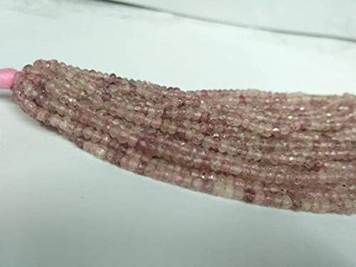 Quartz fraise naturel lot 5 fils perles rondelles facettées confection collier