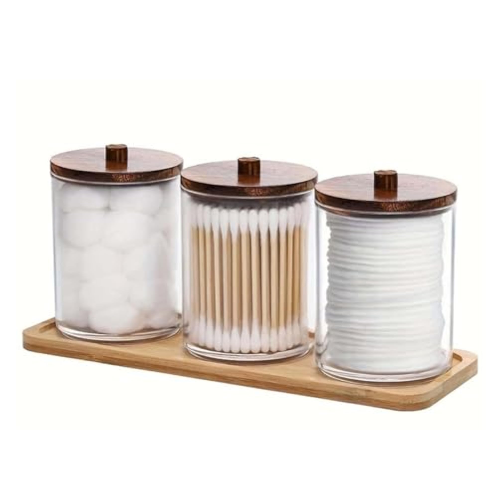5x Cotton Swab Storage Canister, Transparent Holder