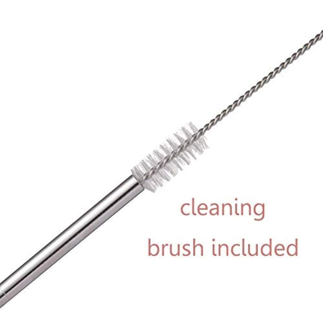 AKHANDDD Reusable Stainless Steel Straws for Drinking with Brushes 8.5 Inches, BPA-Free, Thick Metal, Long (2 Bent + 2 Straight + 1 Cleaning Brush) - Eco-Friendly, Durable, and Safe for All Beverages 2