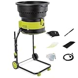 Laubmulcher Aktenvernichter 2500W Elektrischer Häcksler auf Rädern mit Aufbewahrungstasche, verstellbare Schnittgröße für Gartenabfälle Reinigung