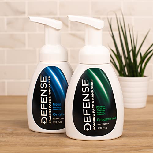 Defense Liquid Foaming Face & Hand Soap Peppermint 32 Fl Oz Refill With Tea Tree, Eucaluptus, Jojoba, Aloe Vera, Olive & Coconut Oils… #TOP2