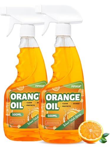 PIPIHUA Lucidante per la cura del legno, olio d'arancia, lucidante per il legno per la cura e la cura dei mobili, per armadi, tavoli, pavimenti, 500 ml, 2 pezzi